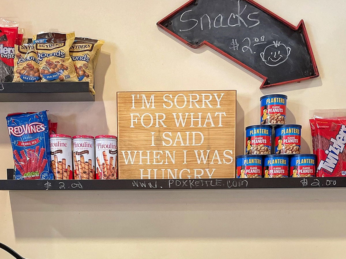 snacks on a table in a restaurant