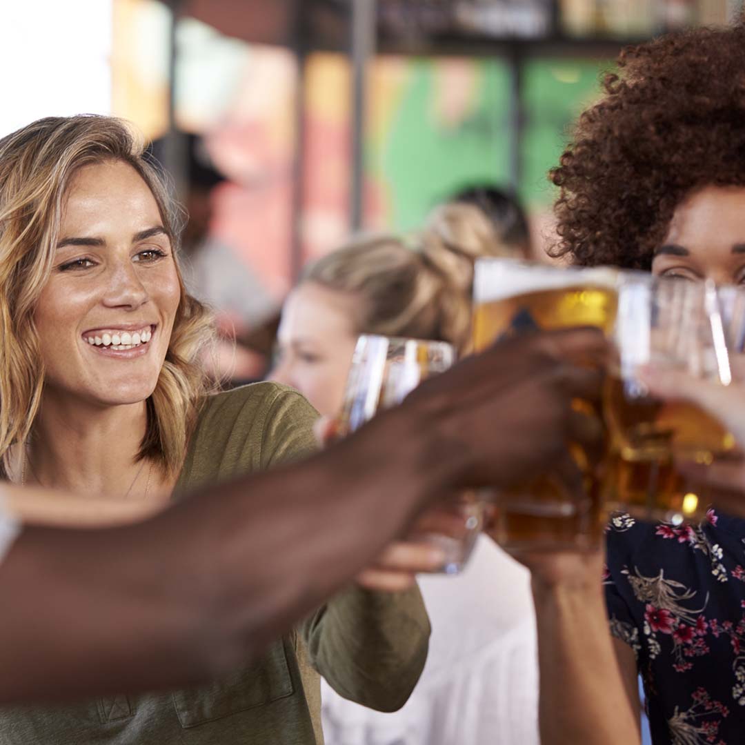 Group of friends enjoying drinks together